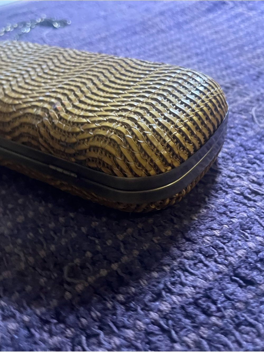 Urban Expressions Woven Leather Clutch with Chain Strap - Yellow - Picture 5 of 7